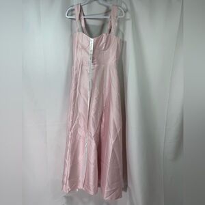 Alfred Sung Lace-Up Back Bustier Satin Dress W/Full Skirt Ballet Pink 14R